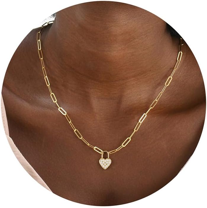 Ieftop Valentines Birthday Gifts for Women Teen Girls - Dainty 14K Gold/Silver Plated Cute Heart Handmade Disc Circle Bee Choker Adjustable Necklace for Women Teenage Girl Trendy Jewelry - Image 1